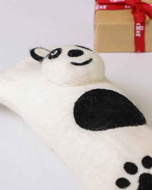 Fair Trade Woolly Panda Christmas Stocking