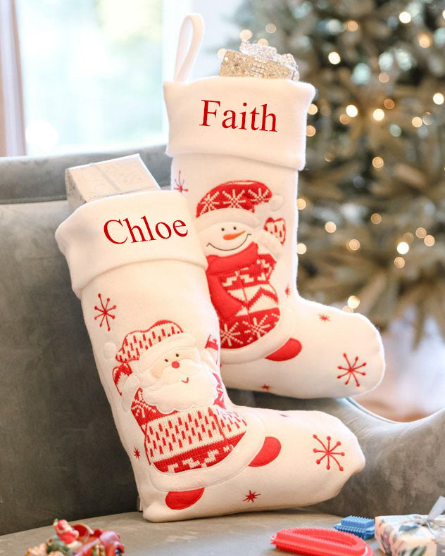 Personalised White Christmas Stockings