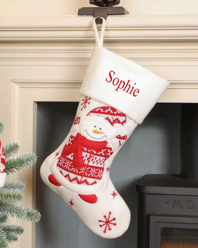 Personalised Smiling Snowman Stocking