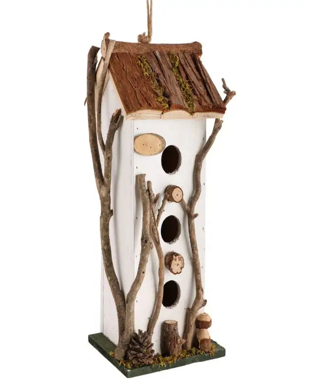 White Cottage Three Window Bird House