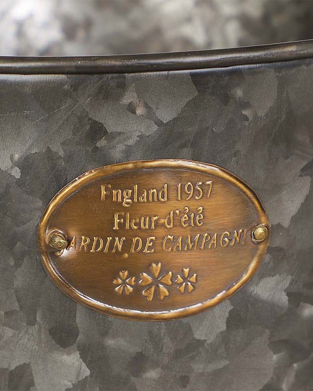 Aged Zinc English Country Planter Bucket