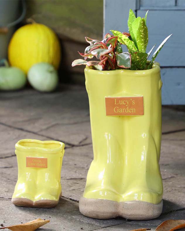 Little and Large Personalised Wellington Boot Planter Gift Set