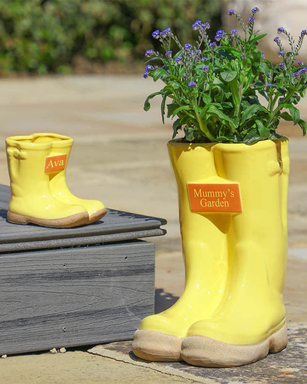 Little and Large Personalised Wellington Boot Planter Gift Set