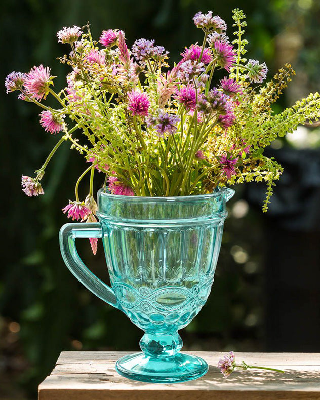 Vintage Style Turquoise Glass Vase