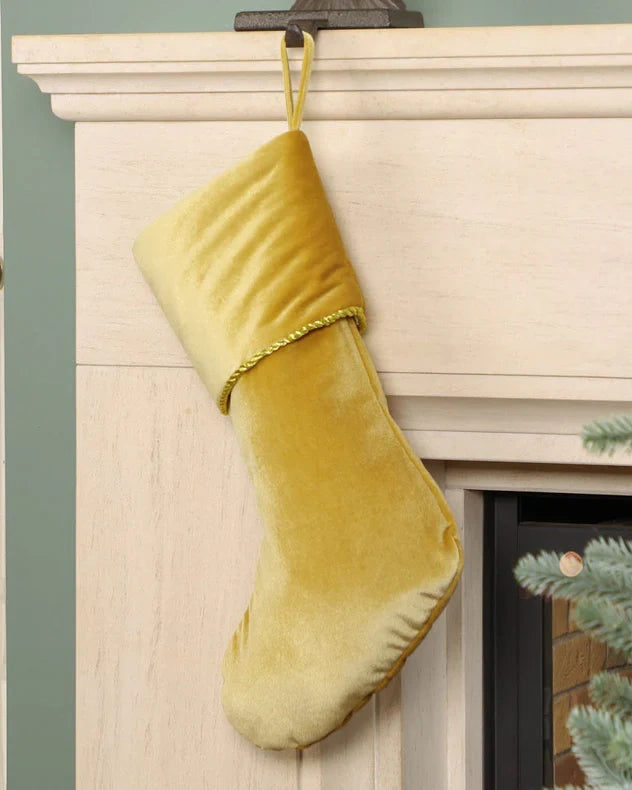 Gold velvet christmas stocking