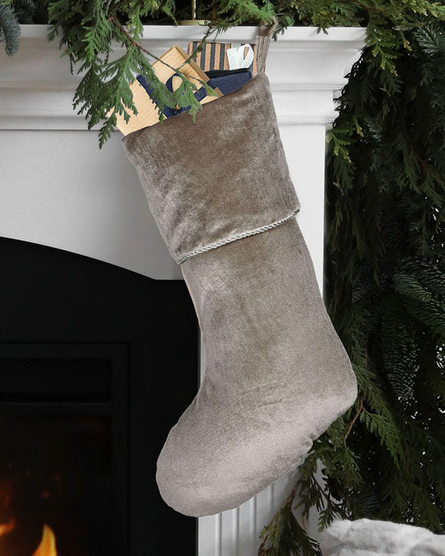 Knightsbridge Silver Grey Velvet Christmas Stocking