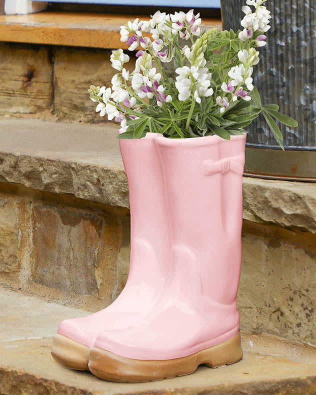 Little and Large Pink Welly Boots Planter Set