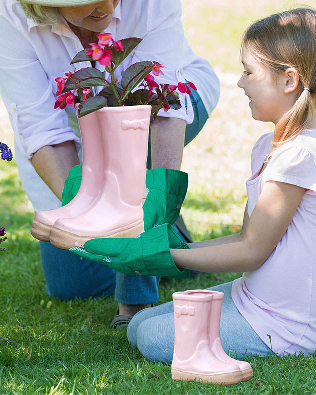 Little and Large Pink Welly Boots Planter Set