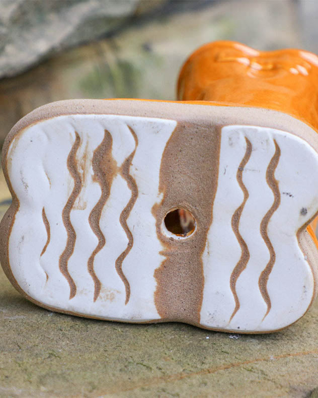 Pots &amp; Planters - Orange Welly Boot Planter with Personalised Marker