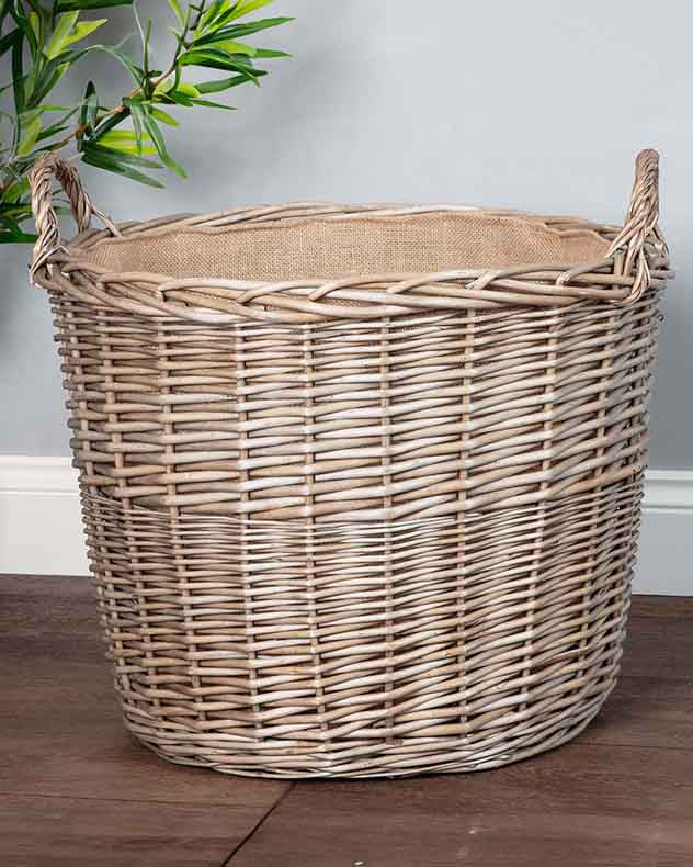 Extra Large Lined Wicker Log Basket