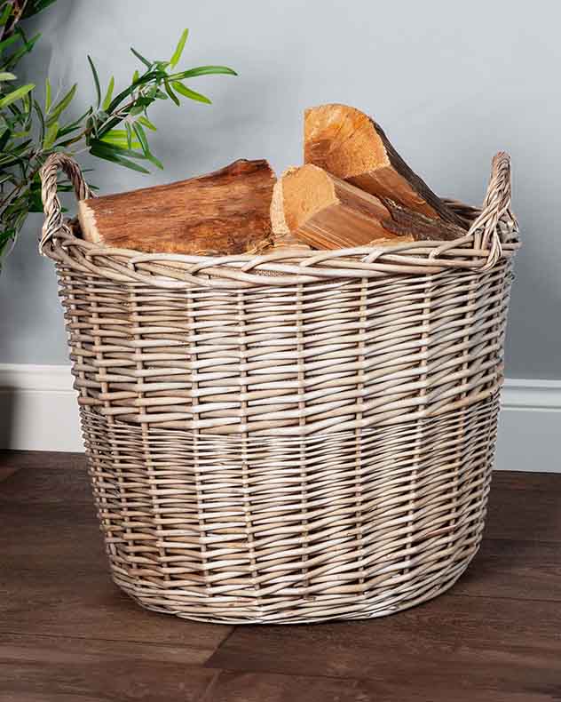 Extra Large Lined Wicker Log Basket