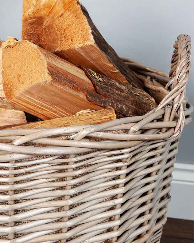 Extra Large Lined Wicker Log Basket
