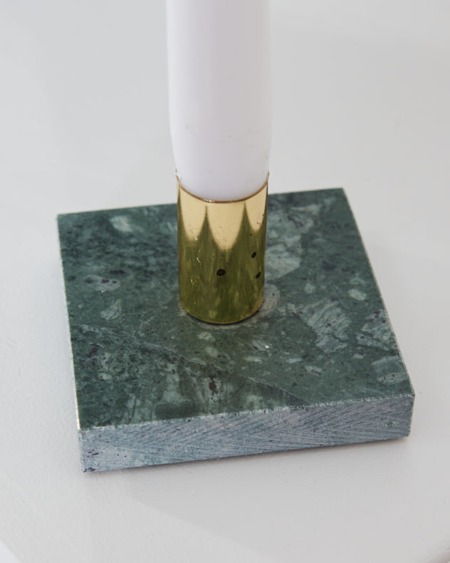 Green Marble and Rose Gold 1 Candle Holder