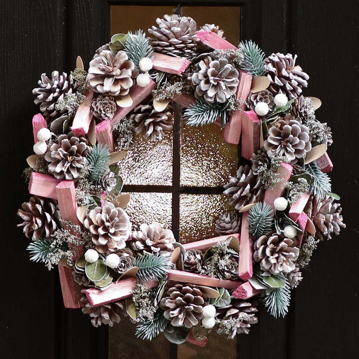 Spring Pine Cone Wreath Decorative Summer Front Door Garland Rustic Country Style Traditional Festive Wreath Home DÃ©cor 13"-17"