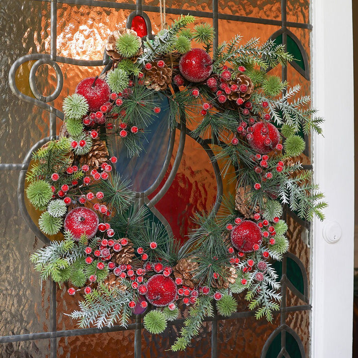 XL Winter Wreath Decorative Front Door Wreath Garland Fallen Fruits Citrus, Apples & Berries Floral Christmas DÃ©cor Wreath