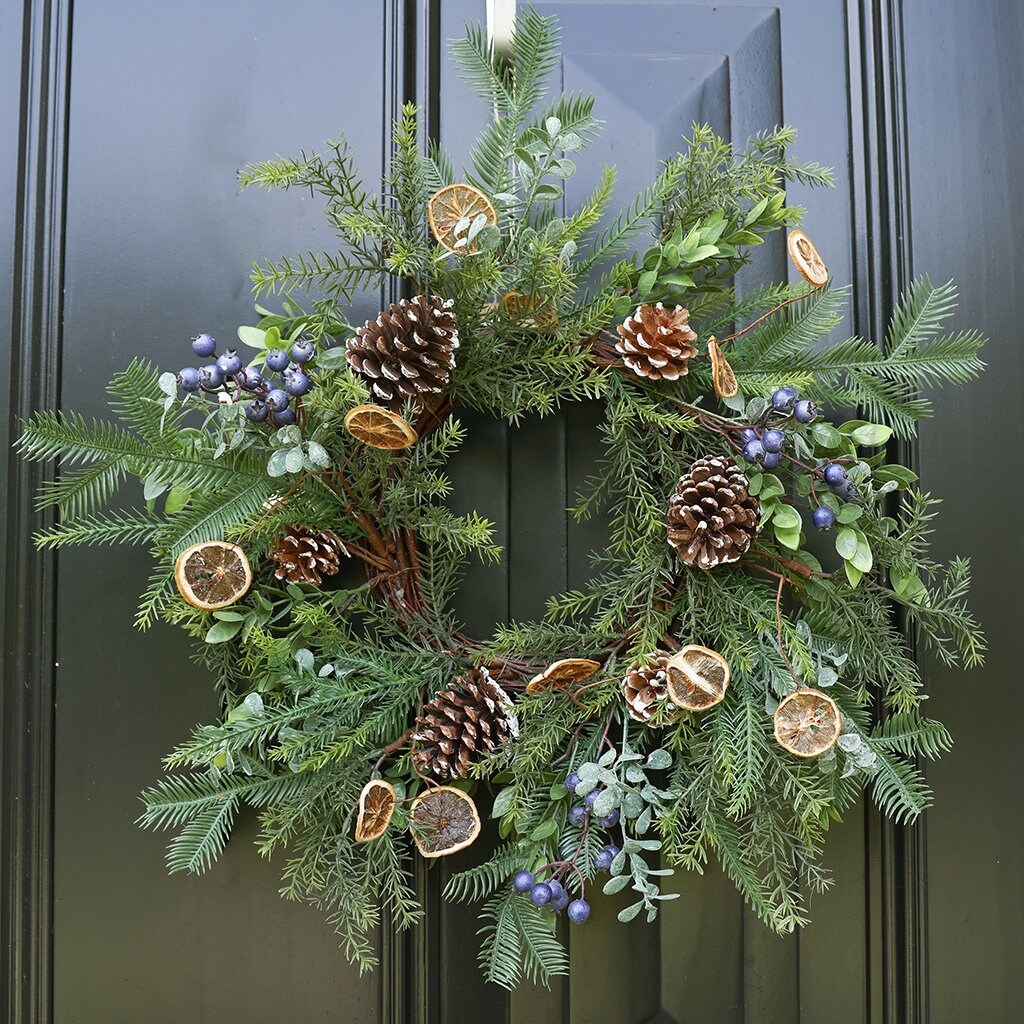 XL Winter Wreath Decorative Front Door Wreath Garland Fallen Fruits Citrus, Apples & Berries Floral Christmas DÃ©cor Wreath