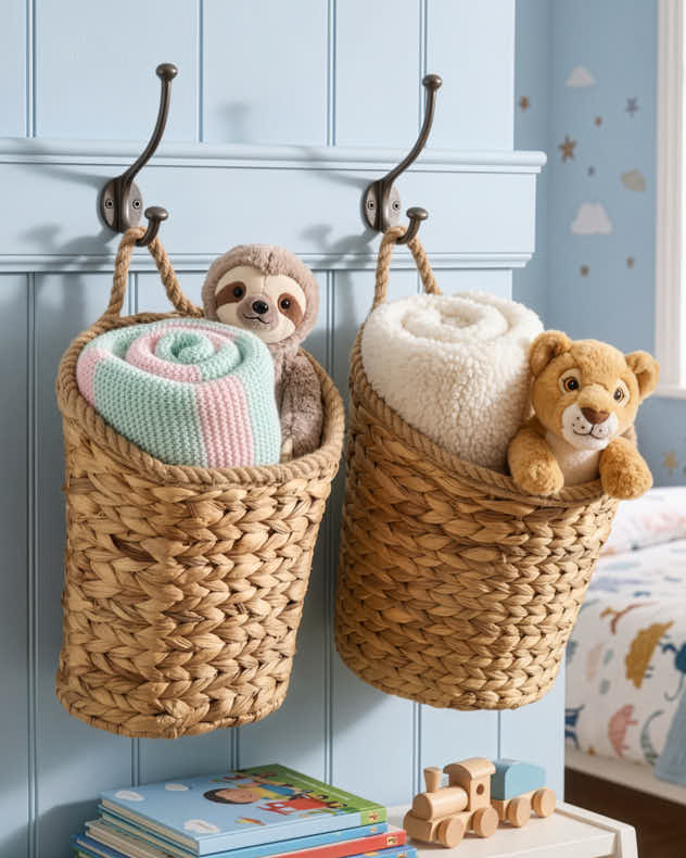 Large Rope Finish Hyacinth Wall Basket
