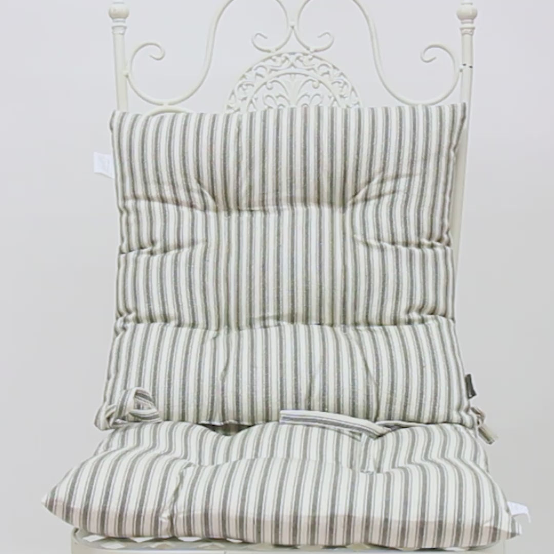 Set of 2 Grey Stripe Seat Pads