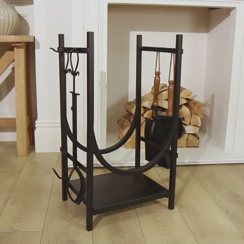 Fire log Holders & Racks - Mayfair Black Log Rack & Fire Tools