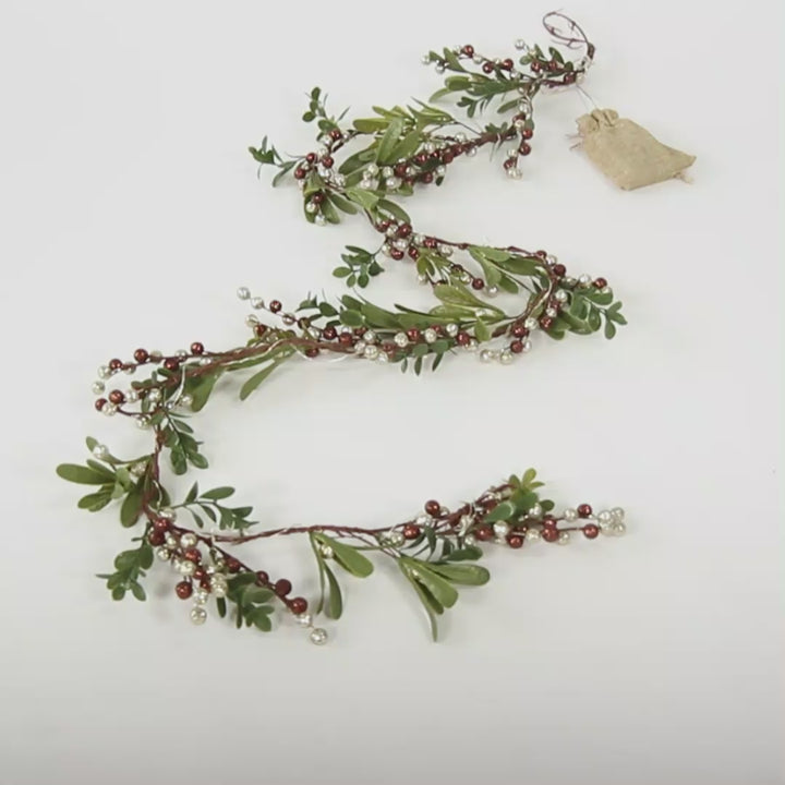 Pre-lit Copper Mistletoe Christmas Garland 160cm