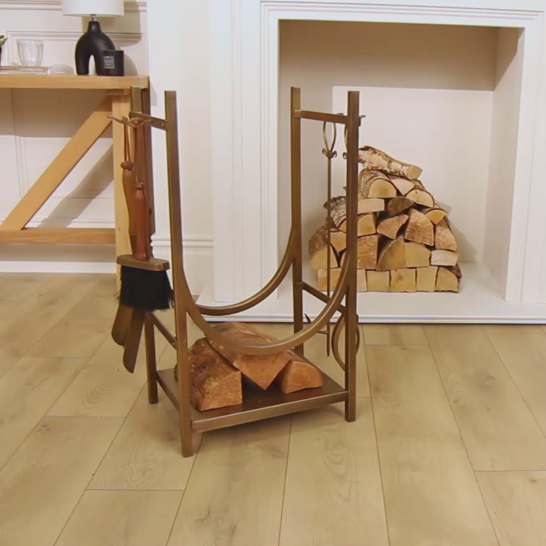 Mayfair Brass Log Rack &amp; Fire Tools