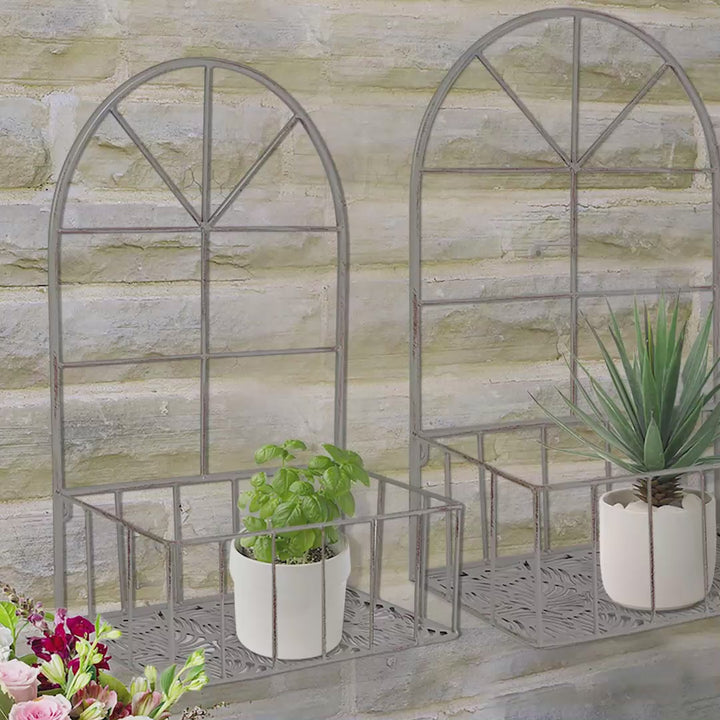 Set of 2 Arched Iron Wall Planters