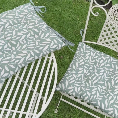 Set of 2 Green Leaf Cotton Seat Pads video