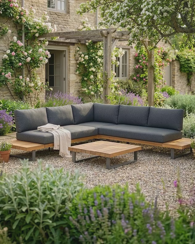 Garden Furniture - Glenwood Corner Sofa Set - Charcoal