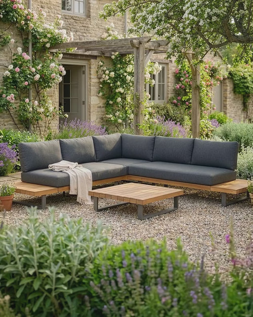 Garden Furniture - Glenwood Corner Sofa Set - Charcoal