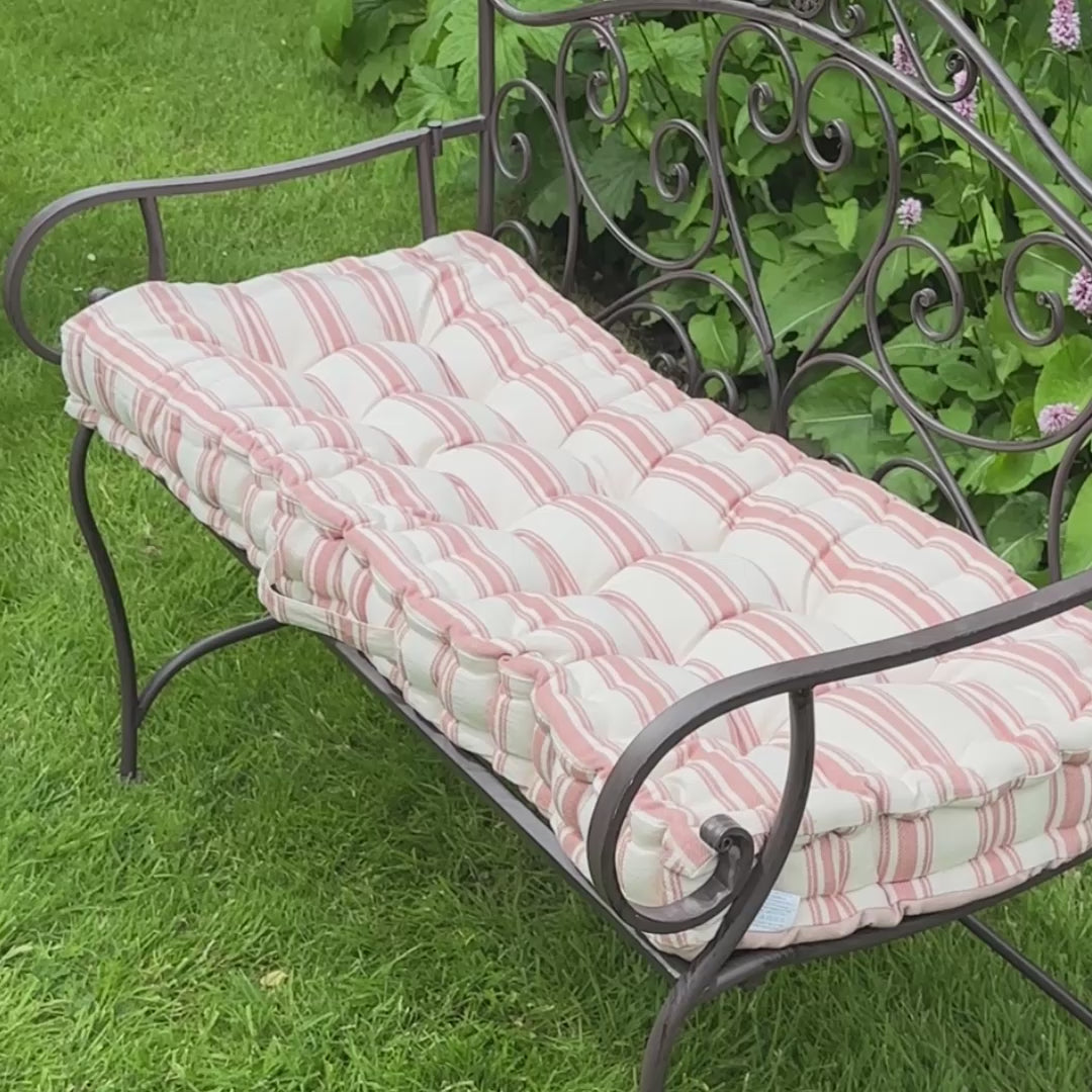 Pink Stripe Garden Bench Cushion