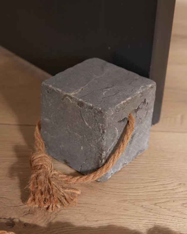 Grey Cuboid Rustic Doorstop