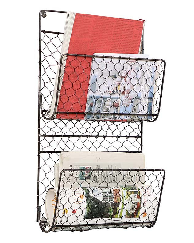 Wall Mounted Black Chicken Wire Magazine Rack – Dibor