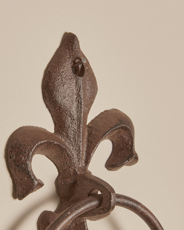 Brown Fleur De Lis Cast Iron Towel Ring