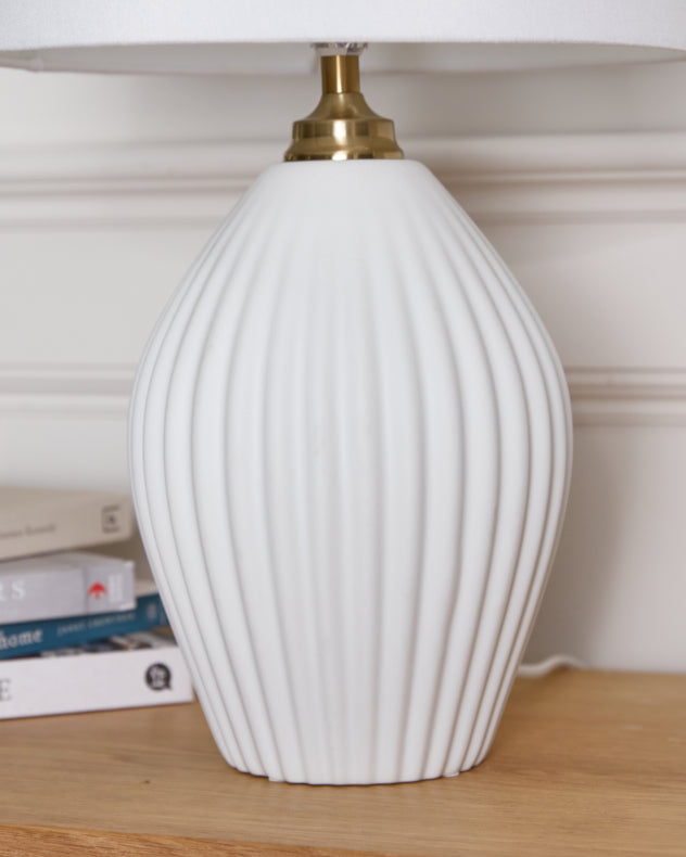 White Ribbed Elegant Lamp