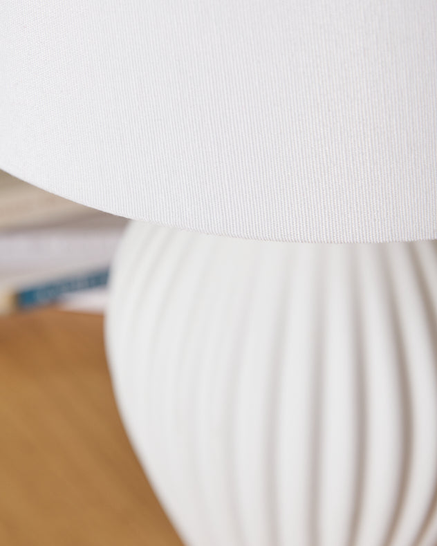 White Ribbed Elegant Lamp