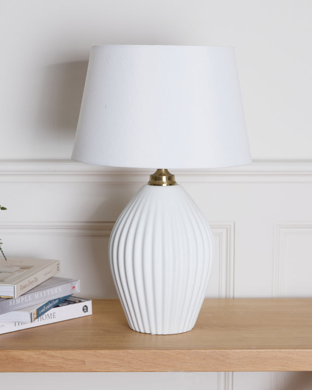 White Ribbed Elegant Lamp