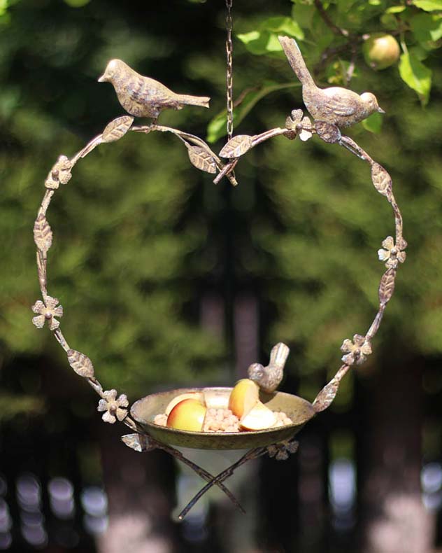Hanging Love Heart Bird Dish