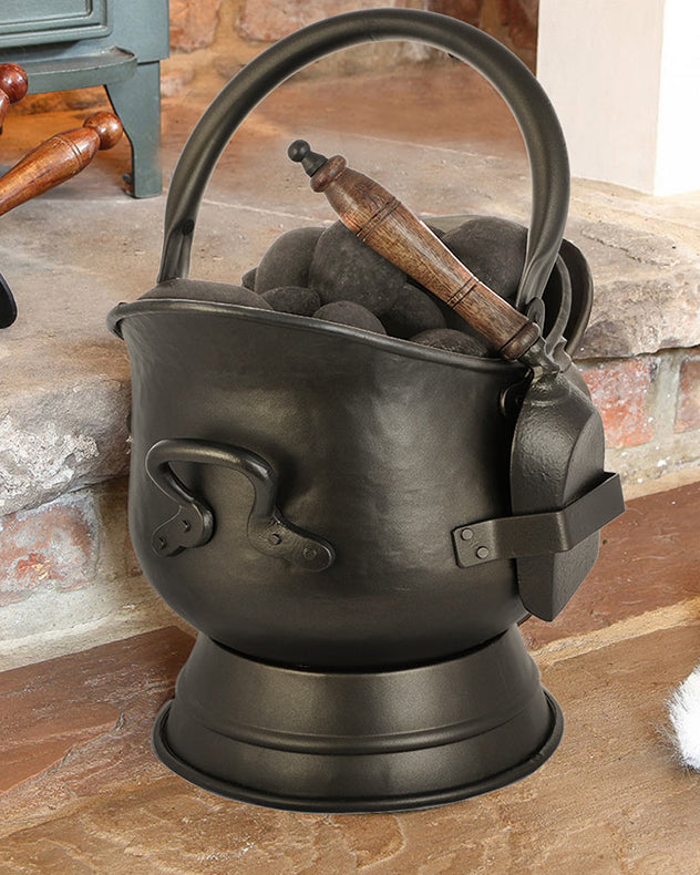 Antique Style Bronze Coal Bucket and Shovel