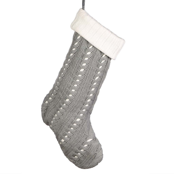 Grey Chunky Knit Christmas Stocking