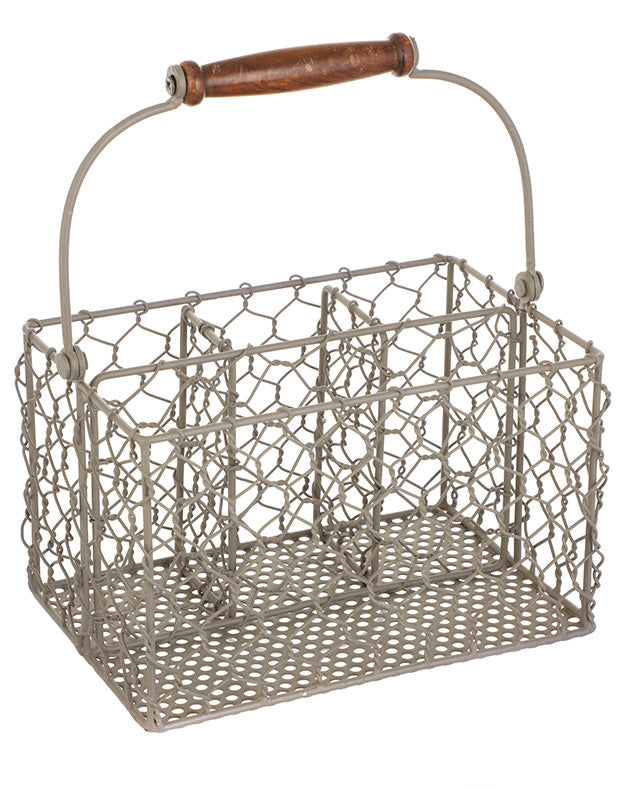 Country Brown Chicken Wire Cutlery Caddy