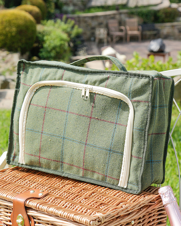 Green Tweed Two Person Picnic Hamper