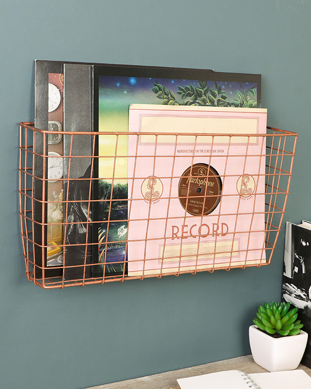 Copper Wall Mounted Storage Basket