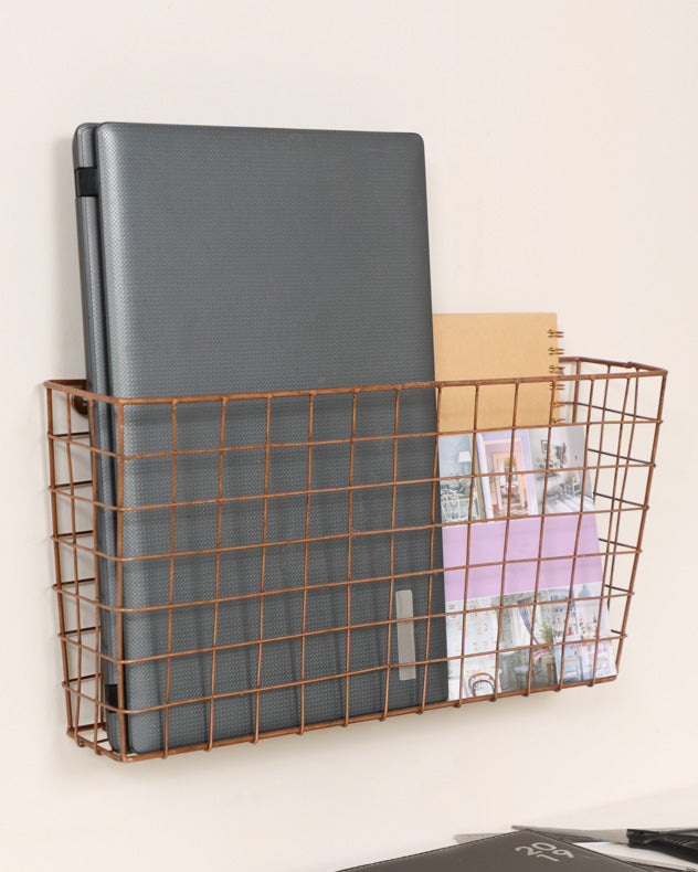 Copper Wall Mounted Storage Basket