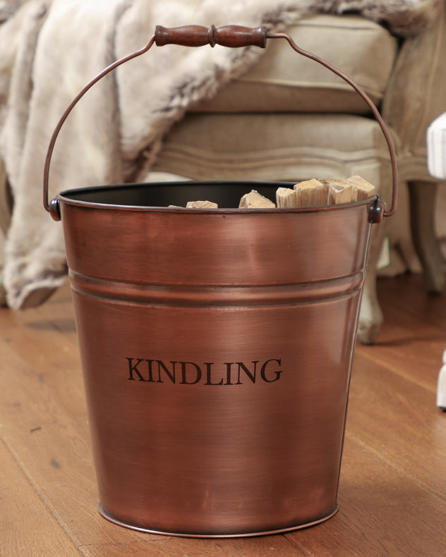 Large Copper Kindling Bucket