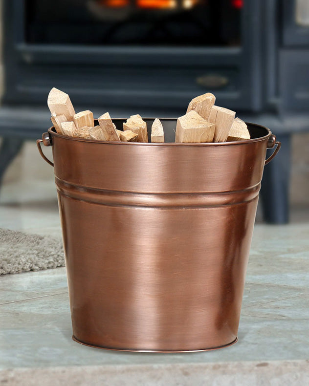 Brushed Copper Kindling Bucket