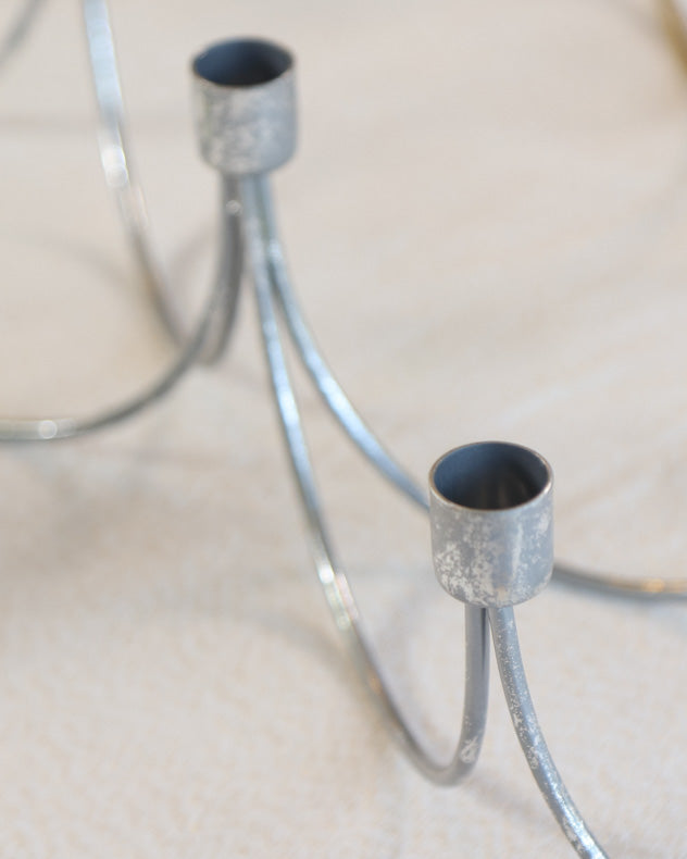 Silver Wave Taper Candle Holder