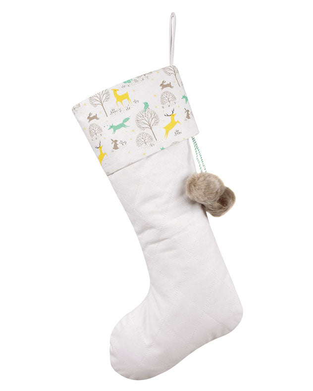White Woodland Christmas Stocking