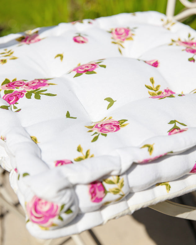 Set of 2 Helmsley Blush Floral Print Outdoor Garden Seat Pad Cushions