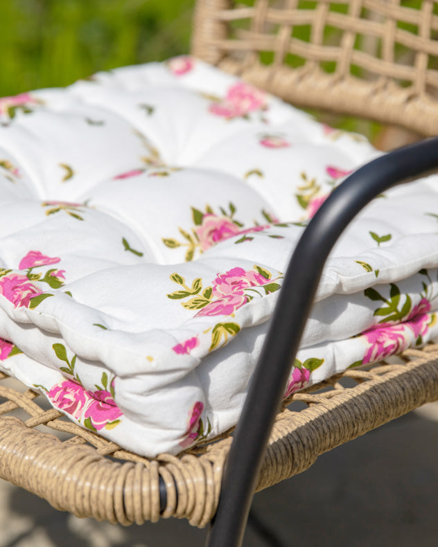 Set of 2 Helmsley Blush Floral Print Outdoor Garden Seat Pad