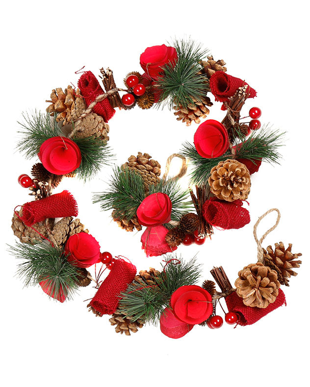 Winter Red Rose Christmas Garland 120cm